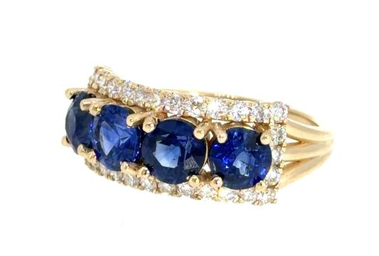 2.71ct Sapphire .54ct Diamond 14KY Gold Ring 4.50g 6.50 Size