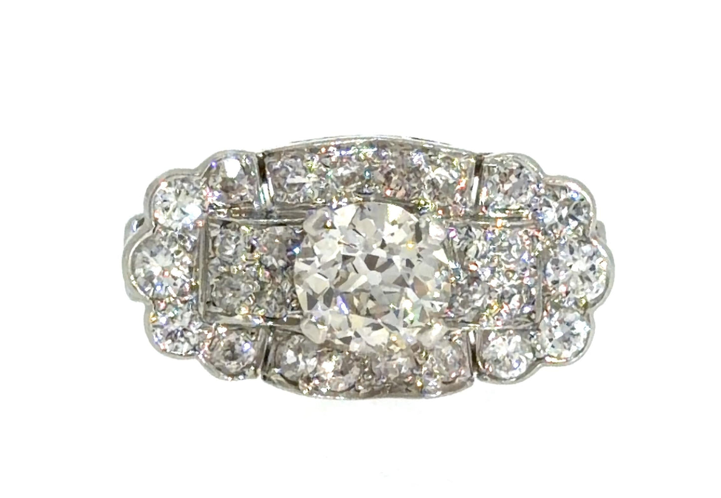 Original Art Deco 1.10ct Old Euro Center Dia PT Ring (Vintage 1930s)  1ct SD