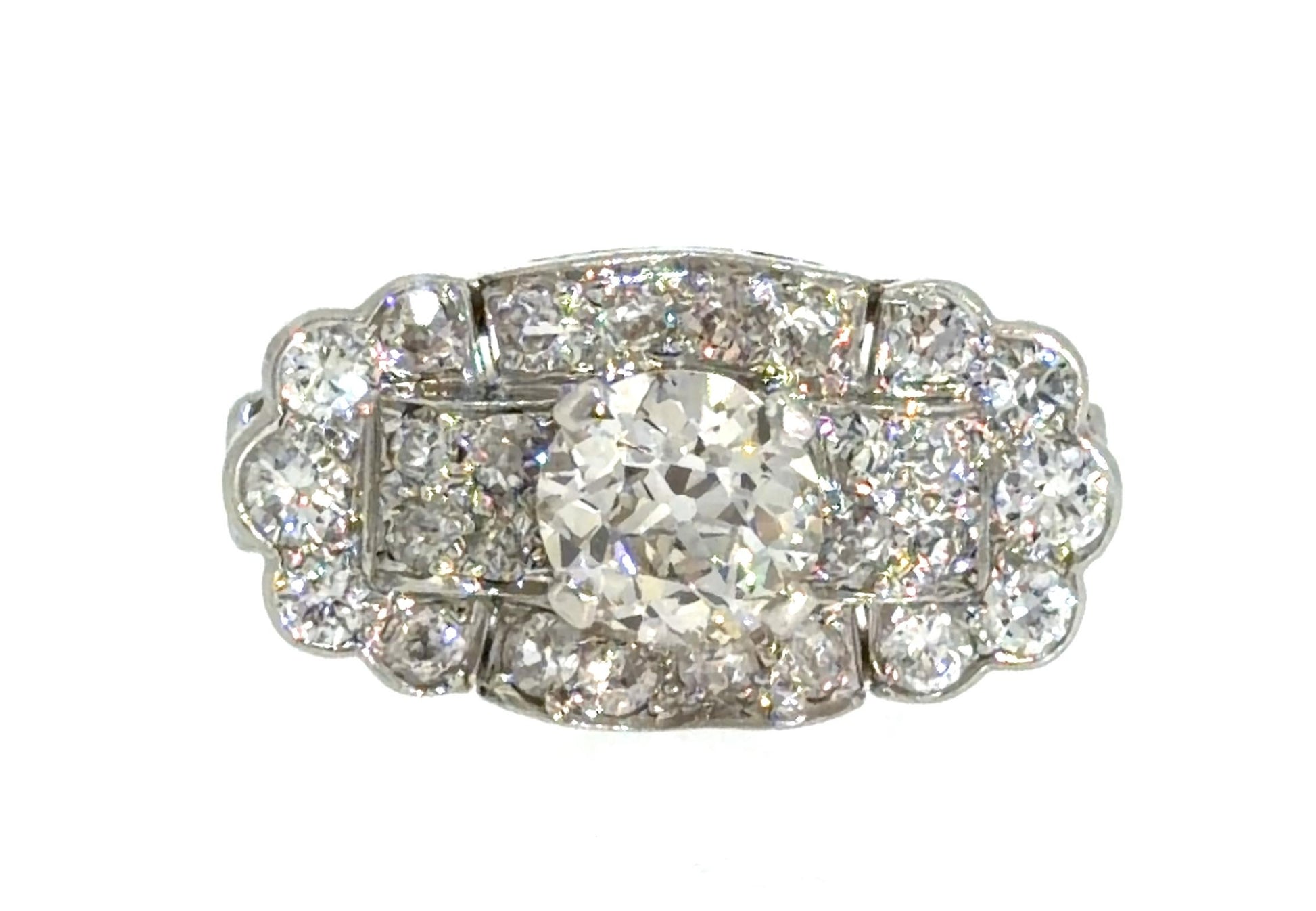 Original Art Deco 1.10ct Old Euro Center Dia PT Ring (Vintage 1930s)  1ct SD