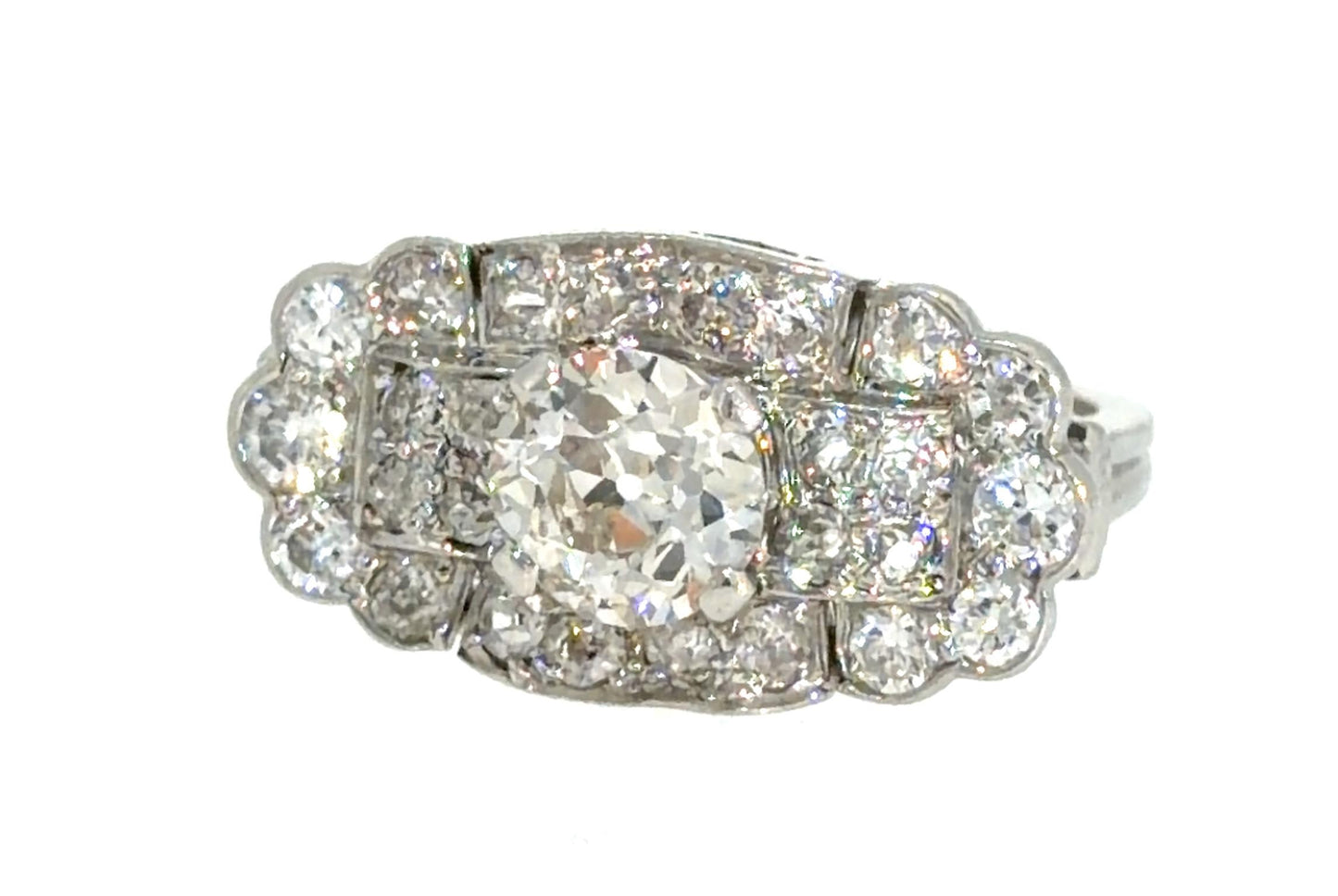 Original Art Deco 1.10ct Old Euro Center Dia PT Ring (Vintage 1930s)  1ct SD