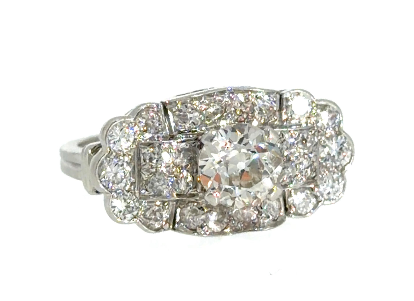 Original Art Deco 1.10ct Old Euro Center Dia PT Ring (Vintage 1930s)  1ct SD