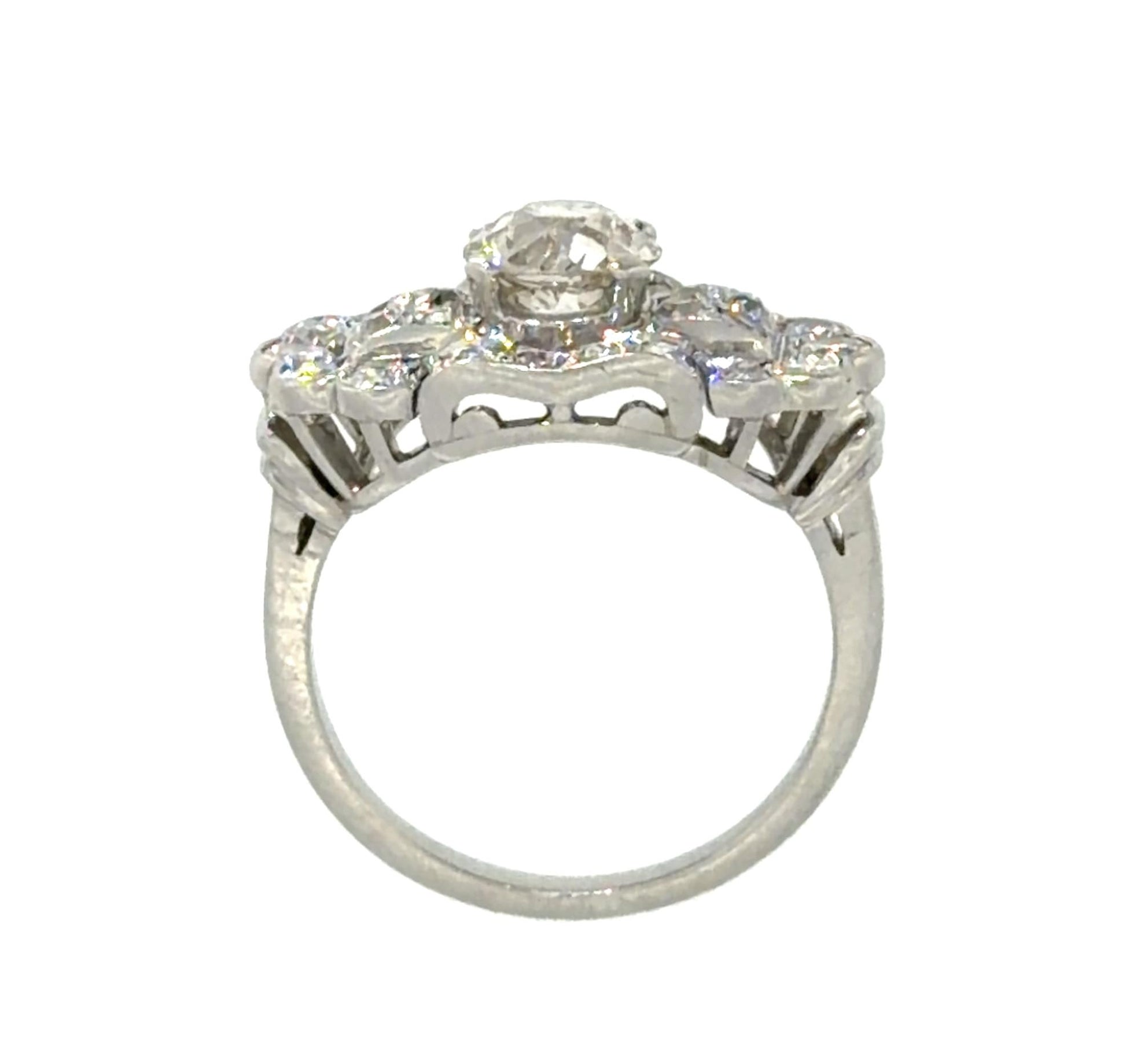 Original Art Deco 1.10ct Old Euro Center Dia PT Ring (Vintage 1930s)  1ct SD