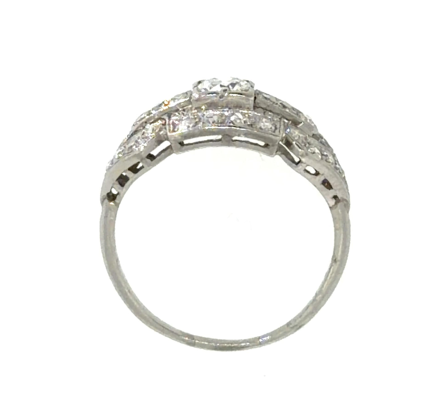 Original Art Deco .25ct OEC Diamond .60ct SD Platinum Ring (Antique 1920s) 8.50
