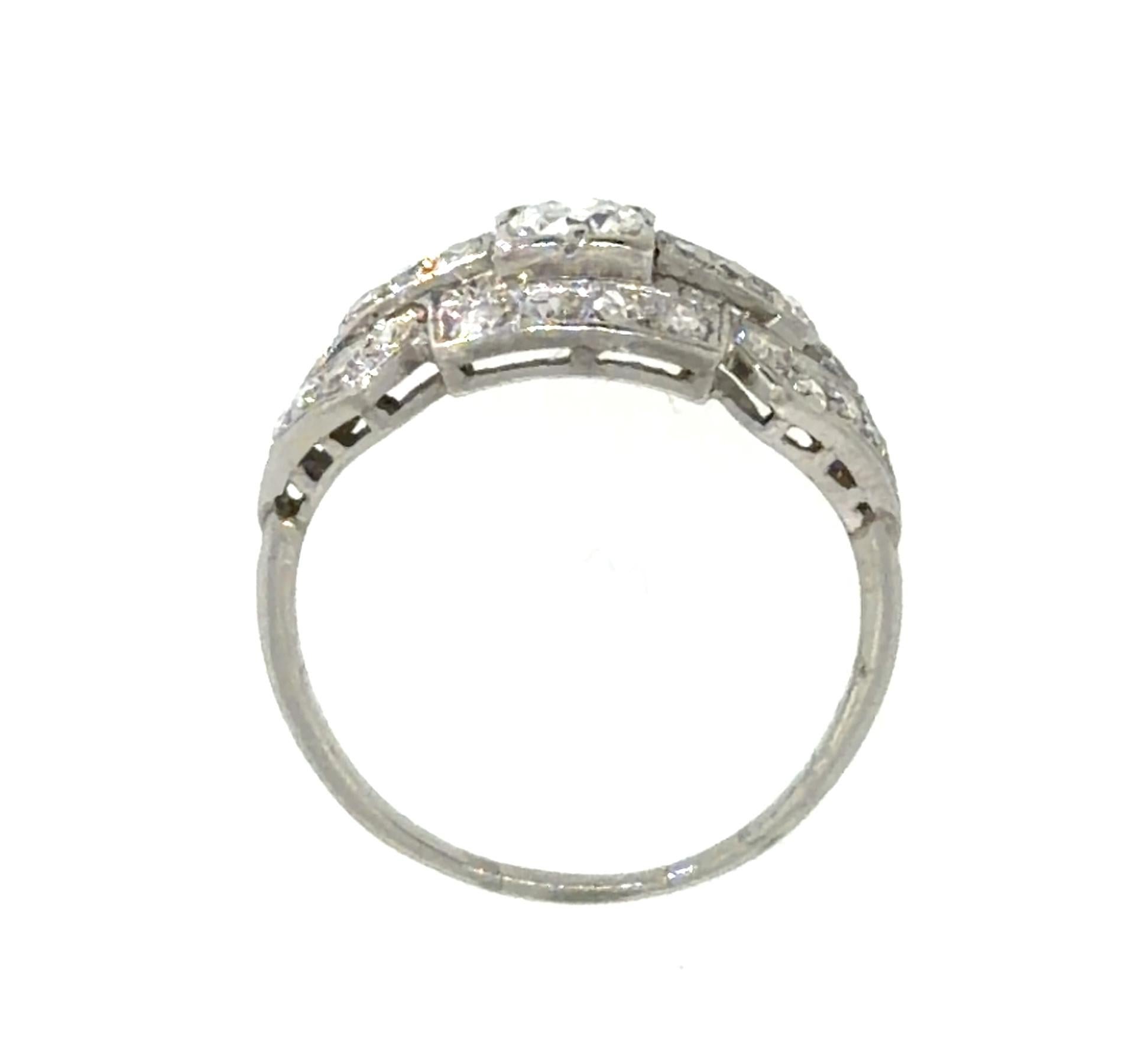 Original Art Deco .25ct OEC Diamond .60ct SD Platinum Ring (Antique 1920s) 8.50
