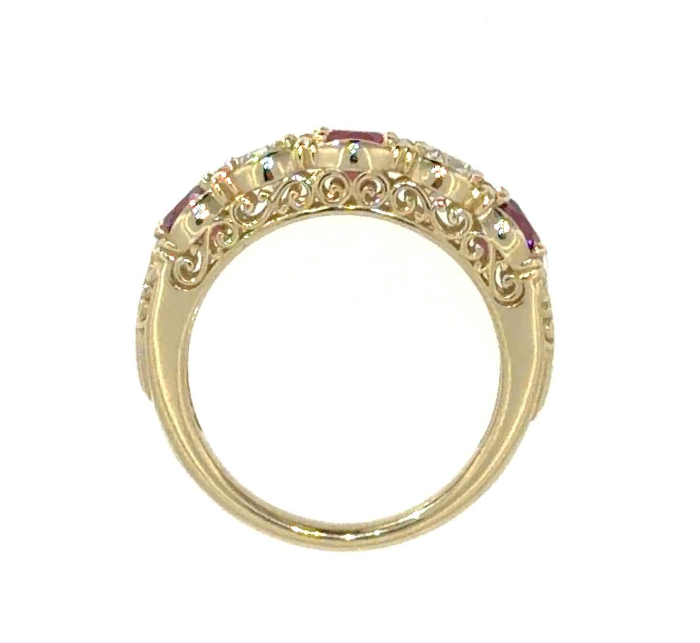 2.72ct Ruby .62ct Diamond 14KY Gold Five Stone Ring 6.50 Size