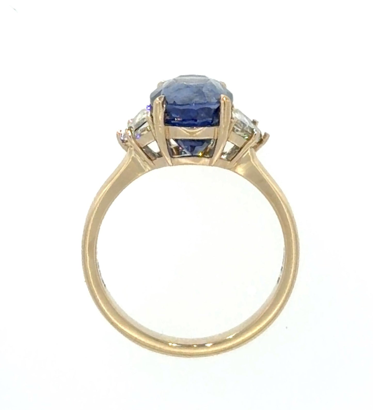 5.25ct Oval Sapphire .66ct Cadillac Diamond 14KY Gold Ring 6.50 Size