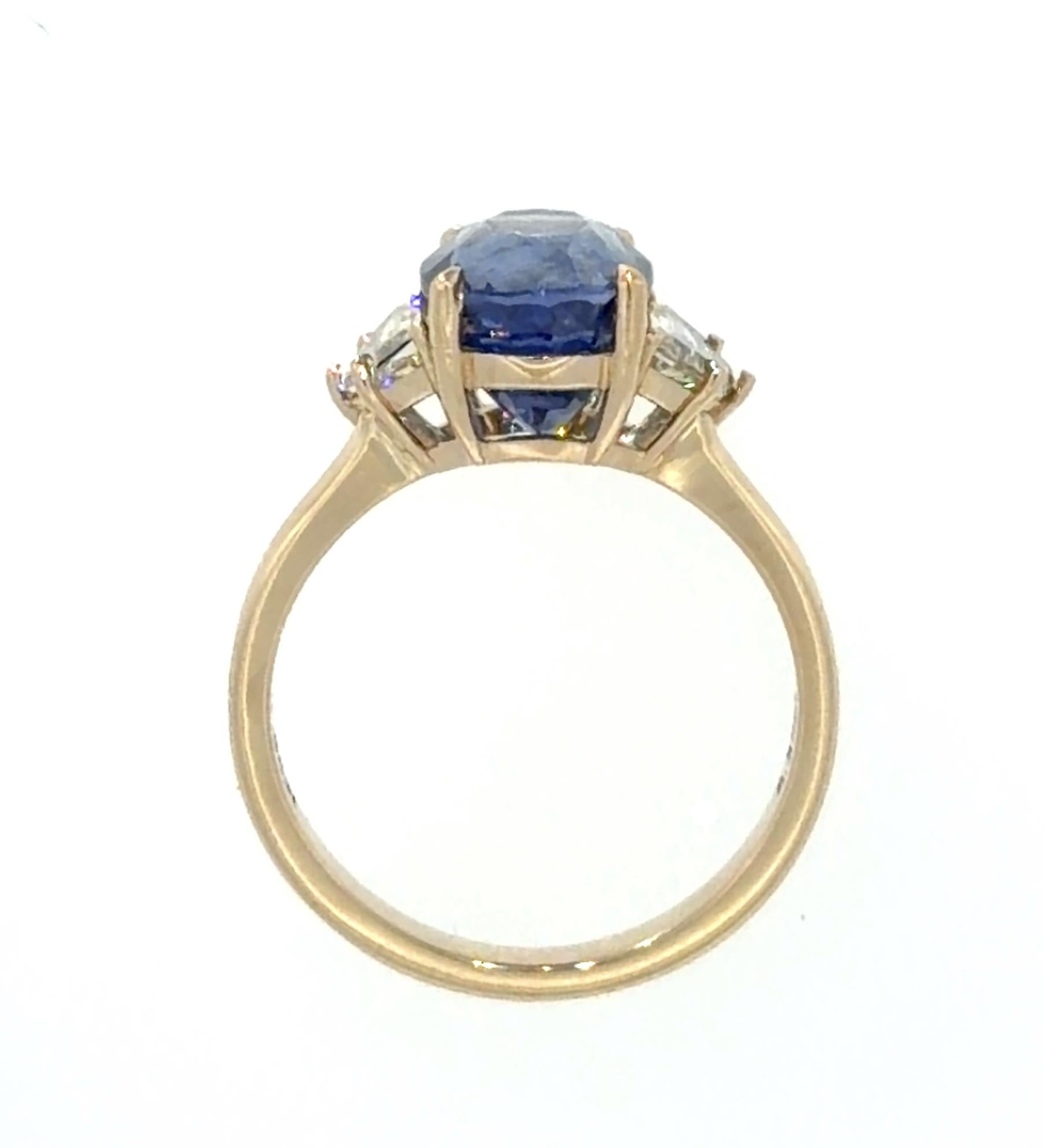 5.25ct Oval Sapphire .66ct Cadillac Diamond 14KY Gold Ring 6.50 Size