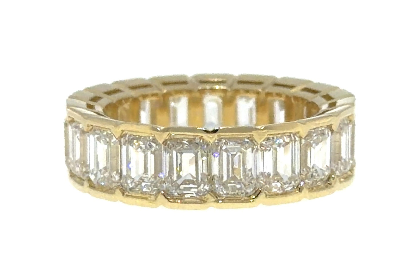 7.94ct Emerald-cut Diamond 18KY Gold Eternity Band 6.96g 6.50 Size