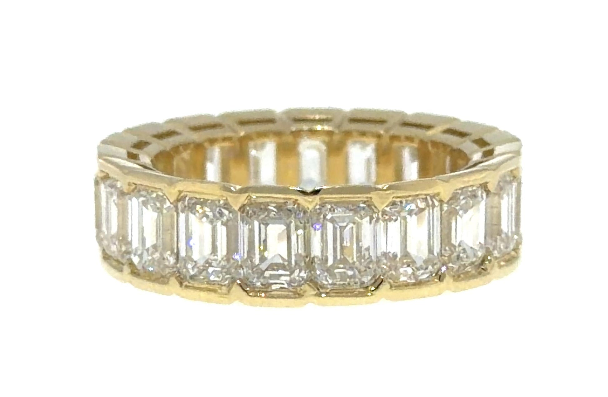 7.94ct Emerald-cut Diamond 18KY Gold Eternity Band 6.96g 6.50 Size