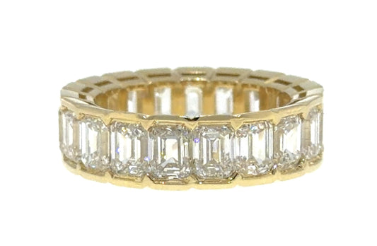 7.94ct Emerald-cut Diamond 18KY Gold Eternity Band 6.96g 6.50 Size