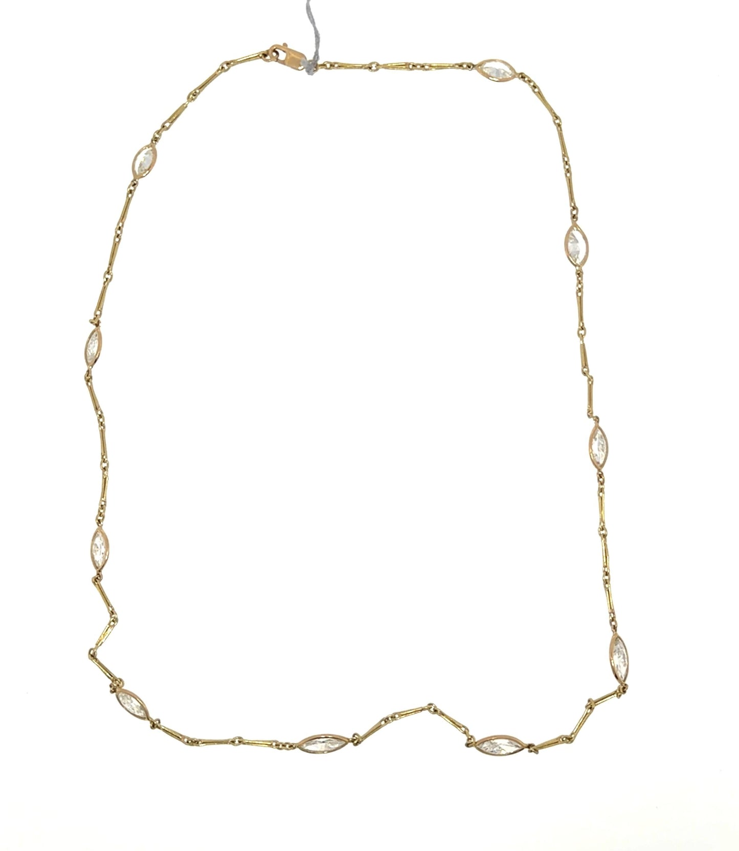 5.26ct Marquise Diamond By The Yard 18KY Gold Necklace 6.99g 17"