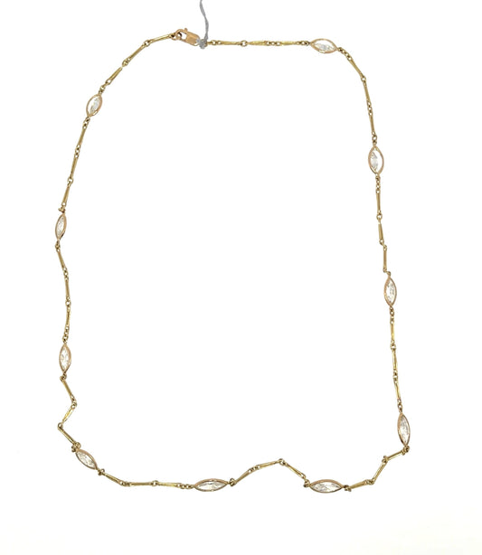 5.26ct Marquise Diamond By The Yard 18KY Gold Necklace 6.99g 17"