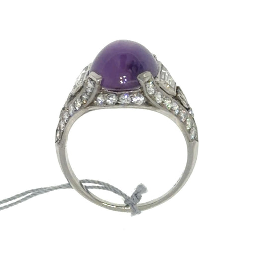 Original Art Deco 8.50ct Lavender Purple Star Sapphire 1.30ct Diamond PT Ring