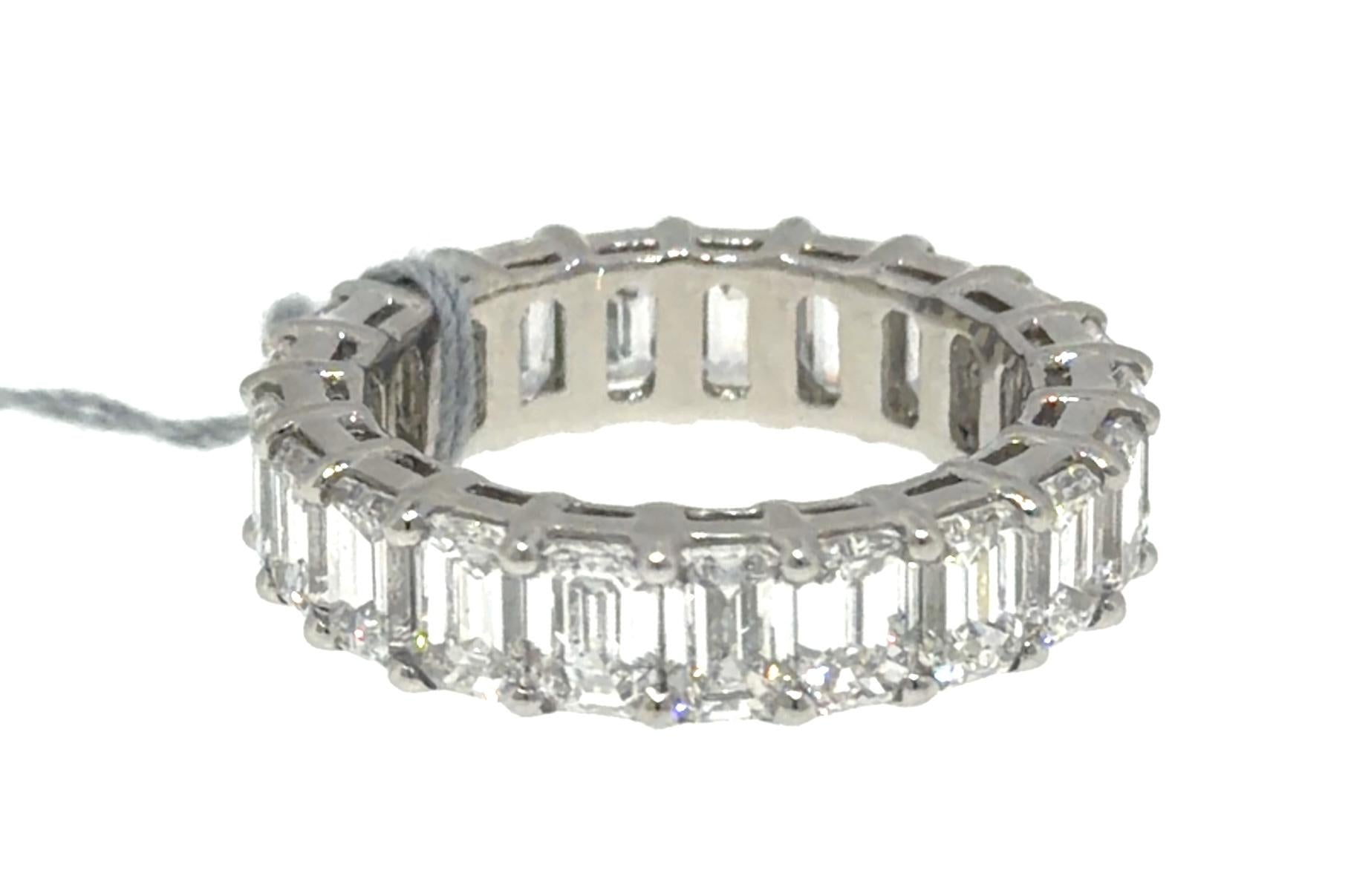 7.75ct F-G VS (No Cert) Emerald-cut Diamond Eternity Platinum Ring Band 6.96g