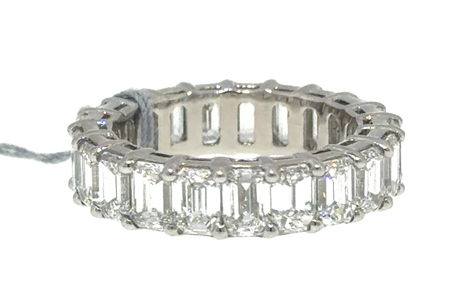 7.75ct F-G VS (No Cert) Emerald-cut Diamond Eternity Platinum Ring Band 6.96g