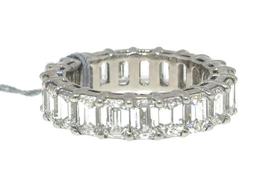 7.75ct F-G VS (No Cert) Emerald-cut Diamond Eternity Platinum Ring Band 6.96g