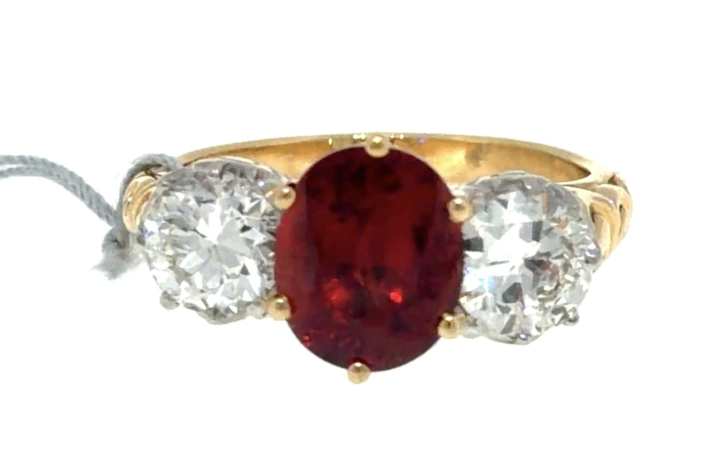Edwardian 2.95ct Burma Oval Spinel Platinum+18KY Gold Ring (Antique 1905)