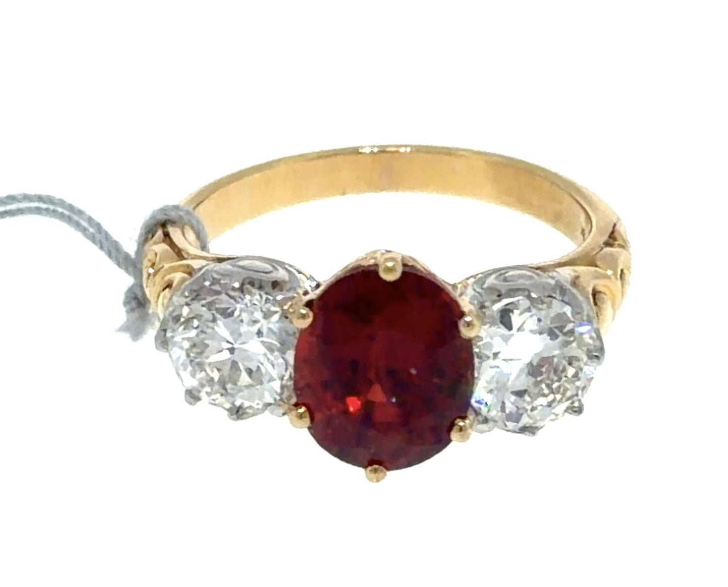 Edwardian 2.95ct Burma Oval Spinel Platinum+18KY Gold Ring (Antique 1905)