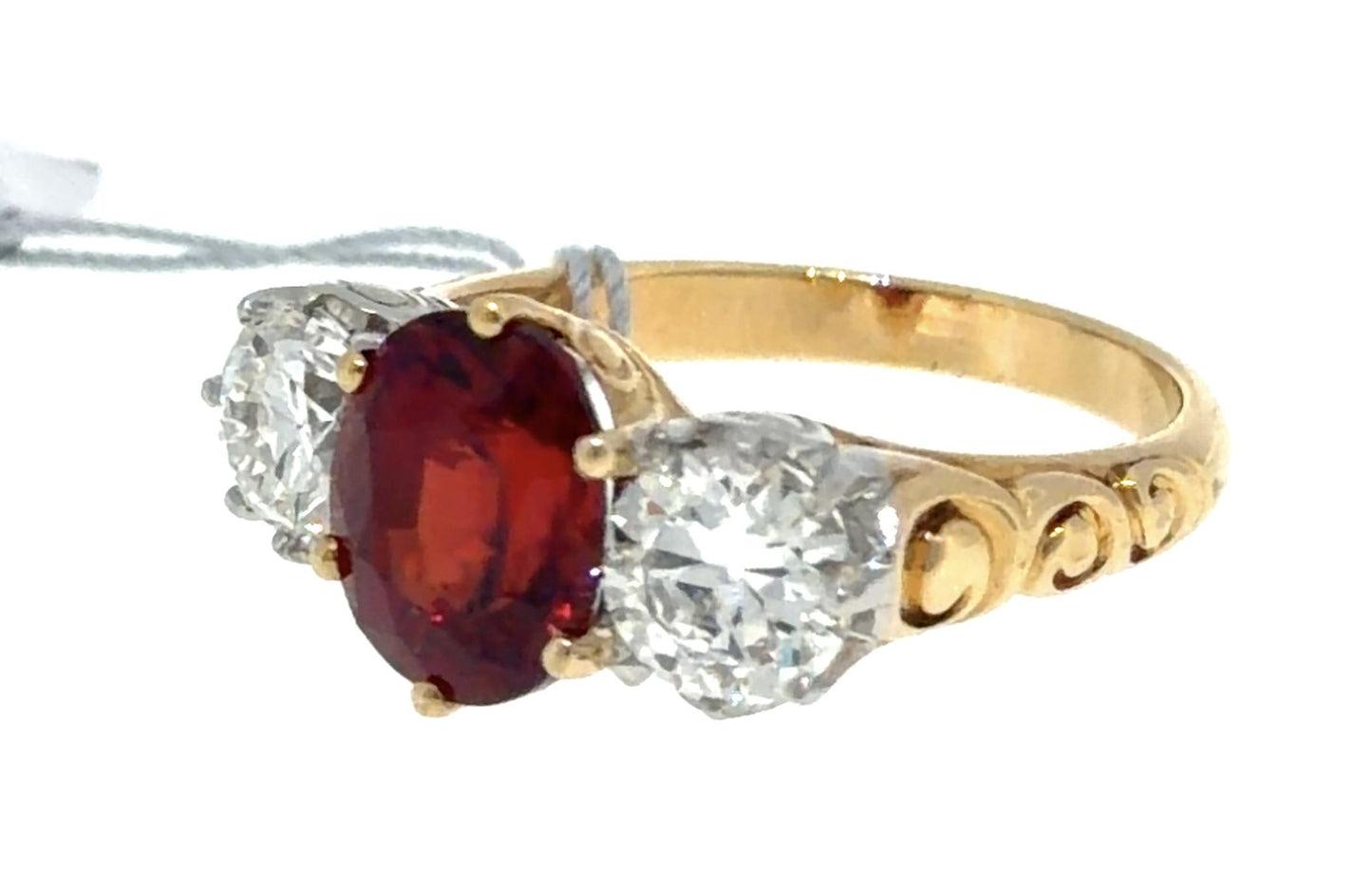 Edwardian 2.95ct Burma Oval Spinel Platinum+18KY Gold Ring (Antique 1905)