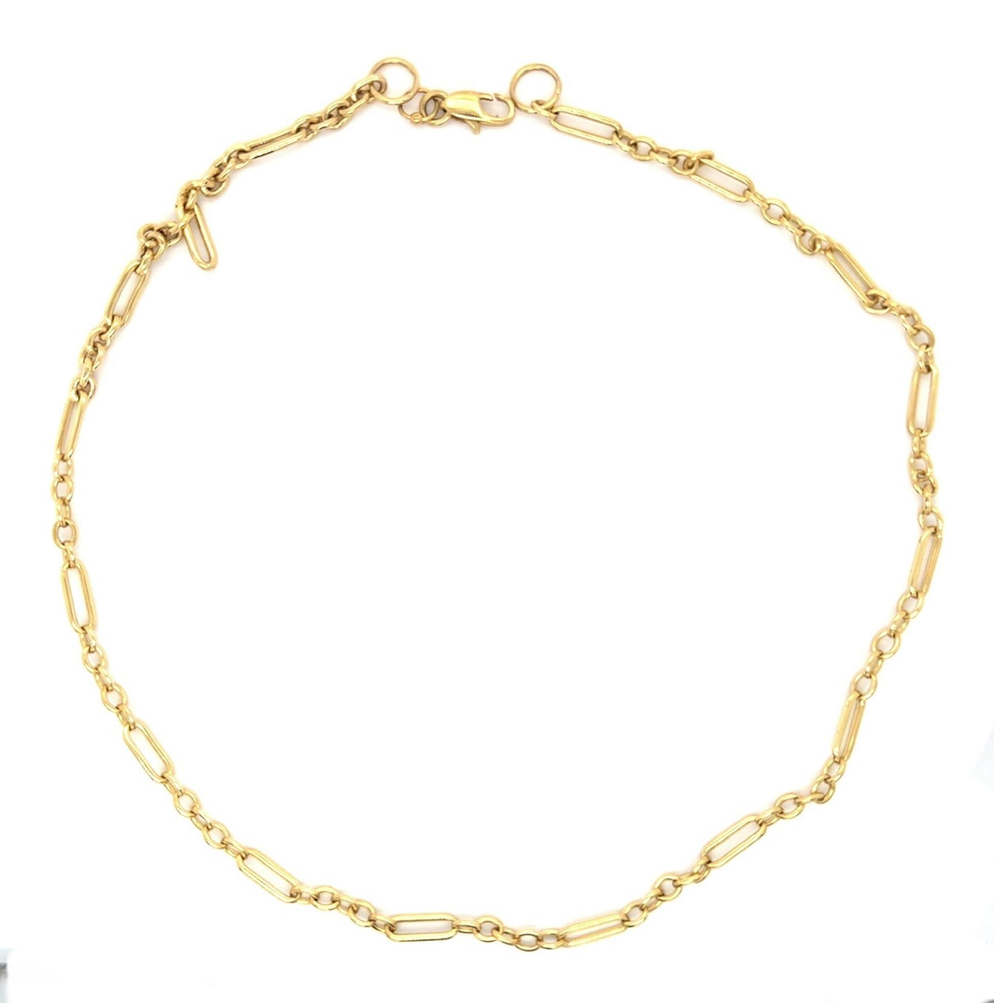 Art Deco Handmade 18KY Gold Chain Necklace (Antique 1920s) 13g 14KY Clasp