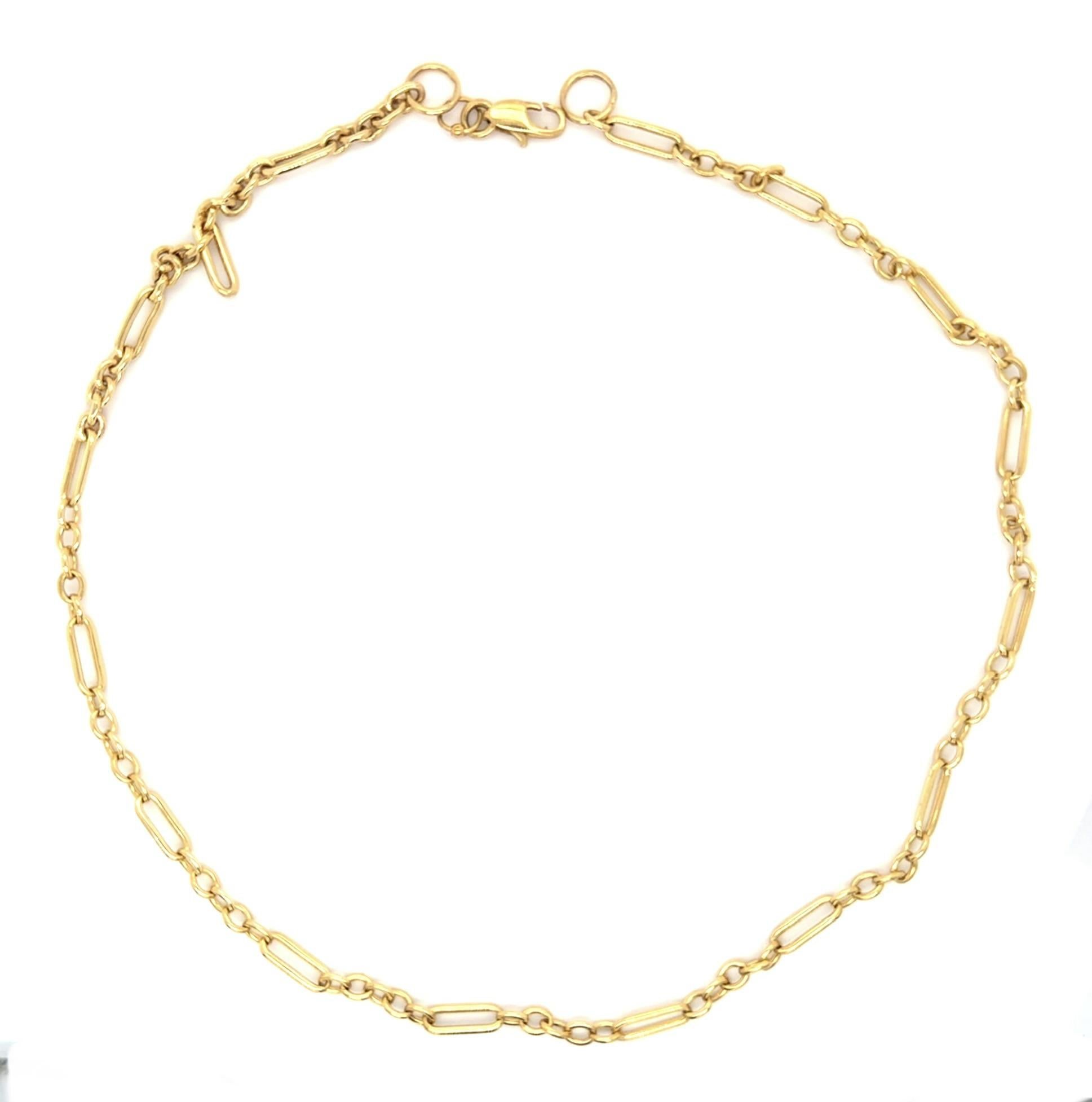 Art Deco Handmade 18KY Gold Chain Necklace (Antique 1920s) 13g 14KY Clasp