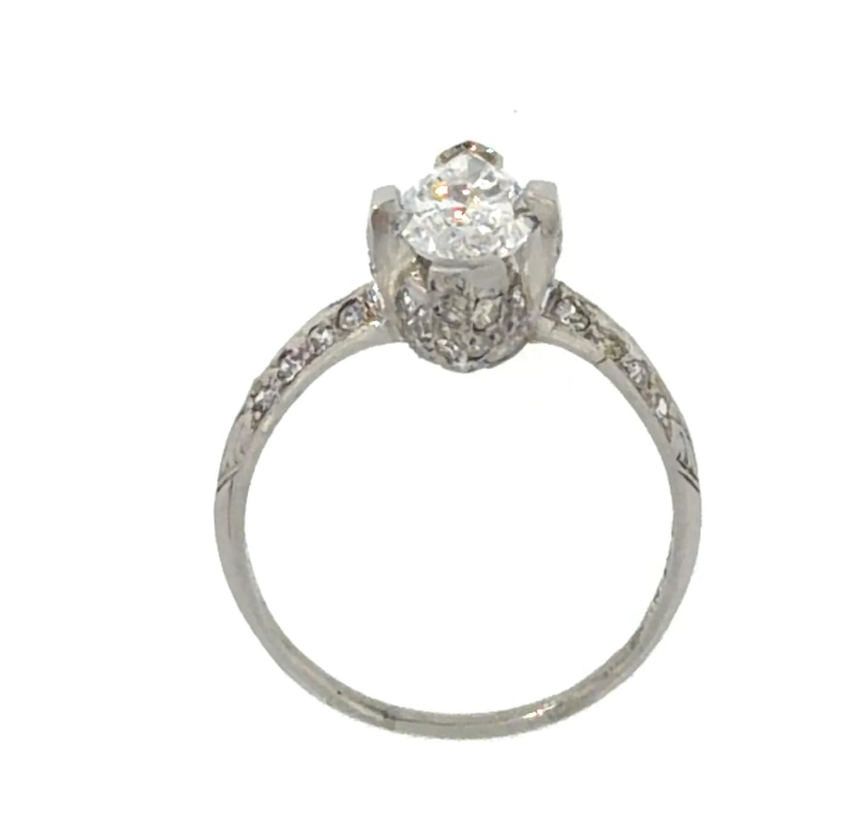 1.33ct F SI1 Marquise Diamond Platinum Ring .70ct SD