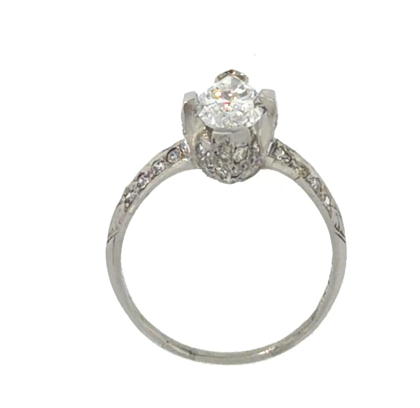 1.33ct F SI1 Marquise Diamond Platinum Ring .70ct SD