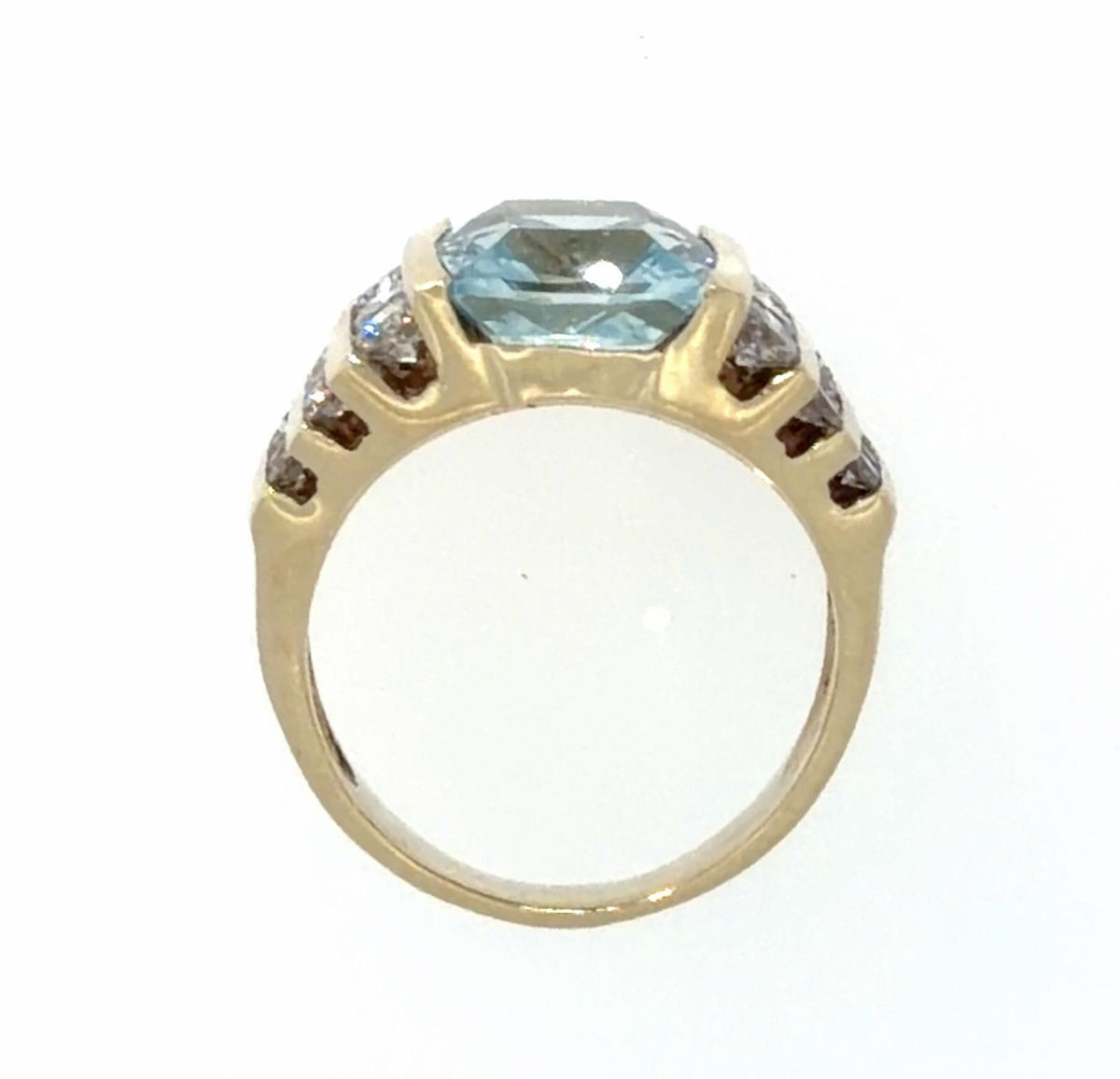 3.50ct Aquamarine 14KY Gold Ring (Vintage 1980s) 1ct Diamond 7.20g