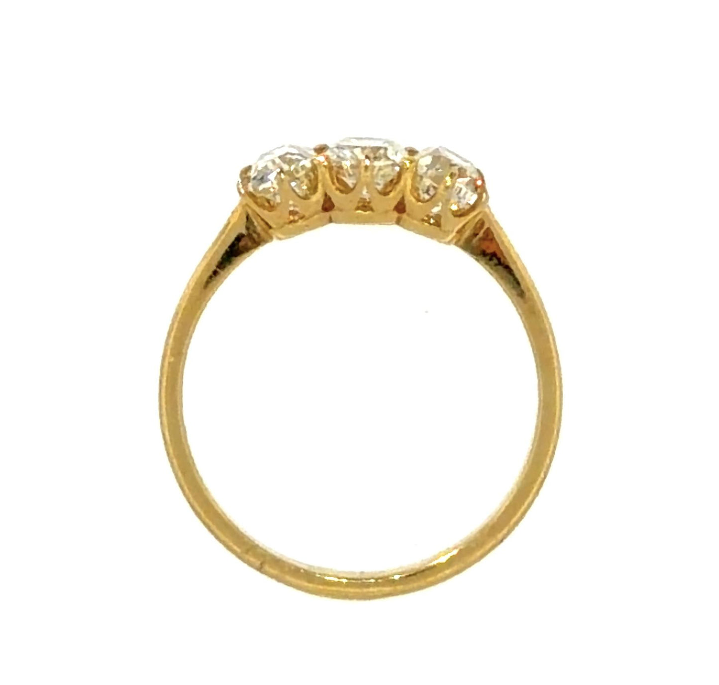 1.32ct (Three Old Mine Diamonds) 18KY Gold Ring 2.25g 6.50 Size