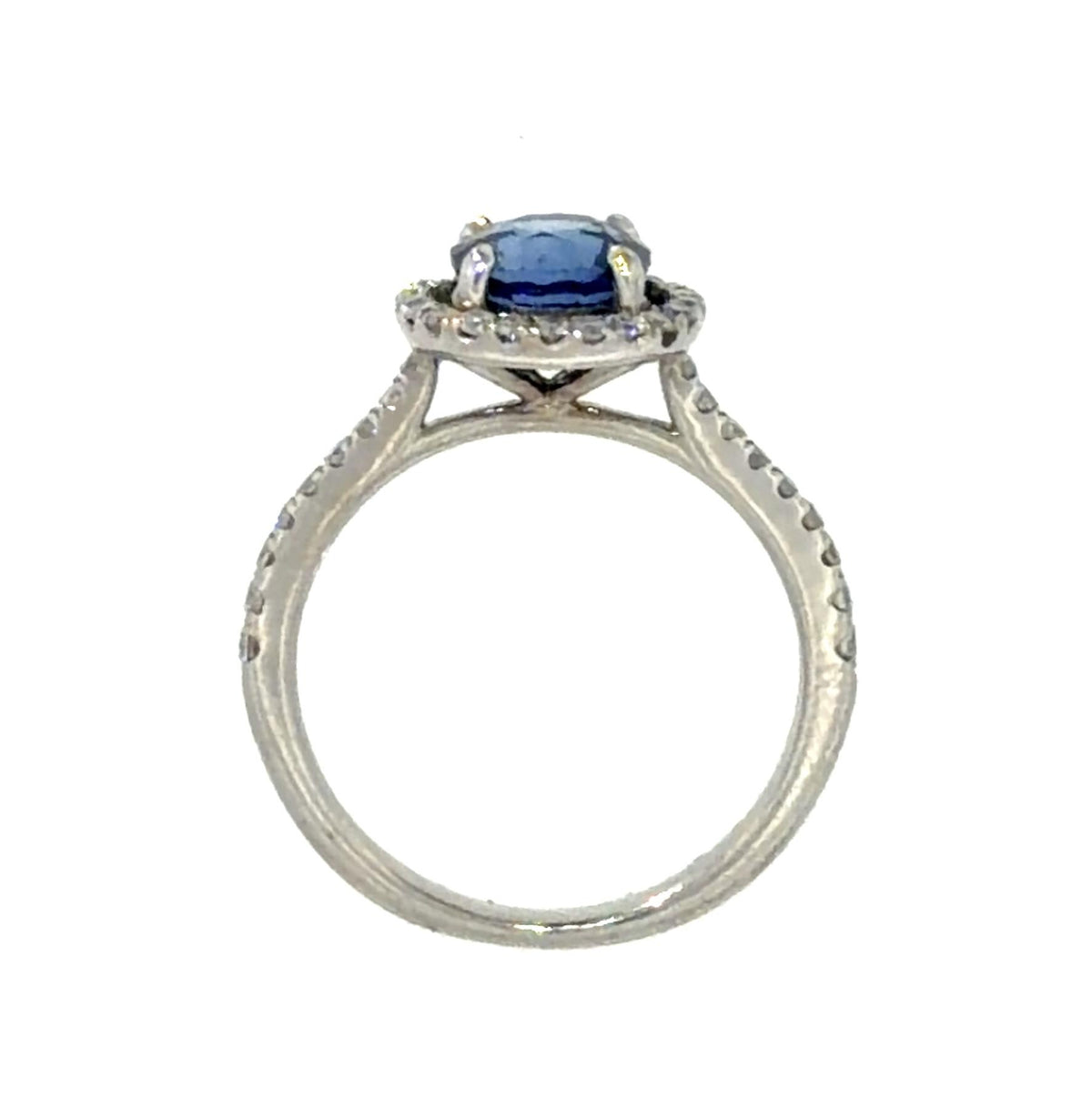 1.39ct Round Sapphire .46ct Diamond 14KW Gold Ring 4.75 Size 2.50g