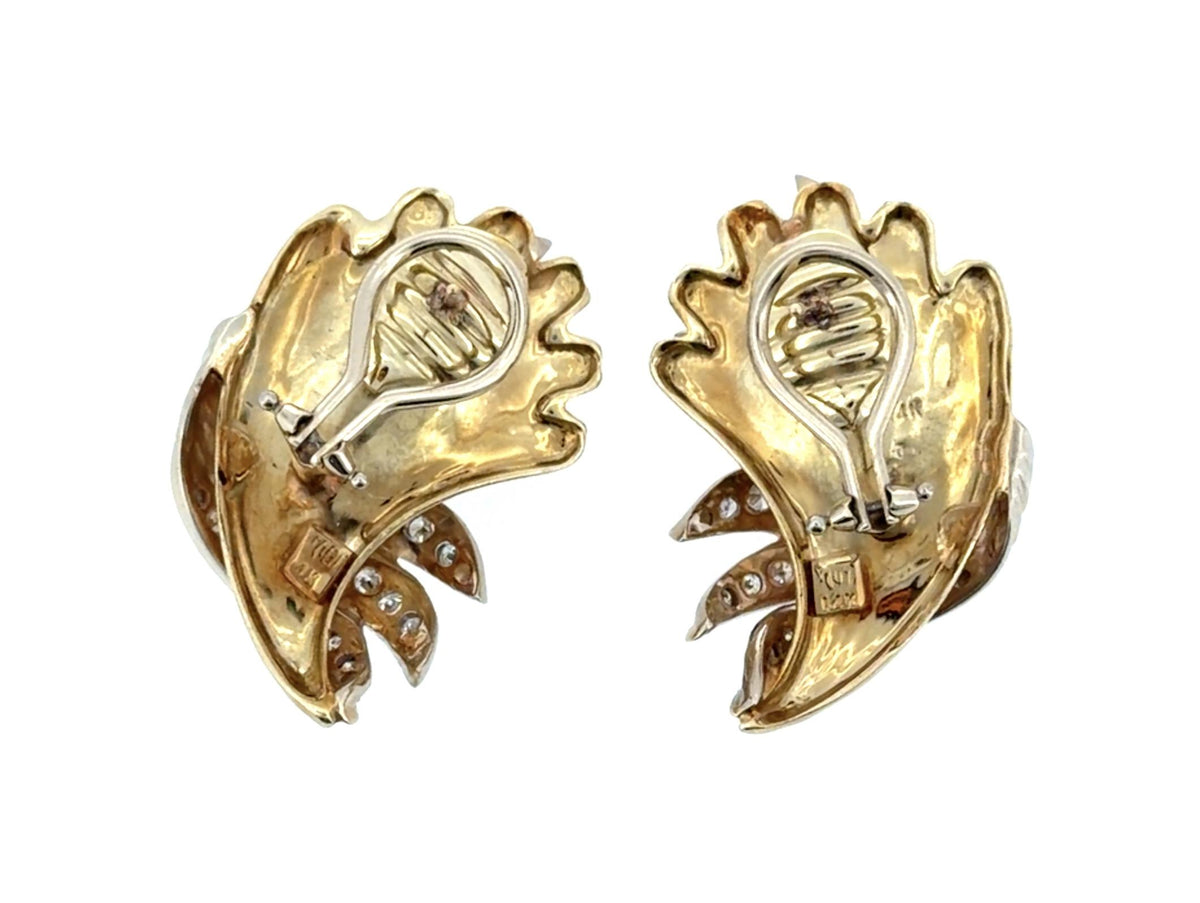 Original 2.20ct Diamond 14KY Gold Spray Ear Clip Earrings (Vintage 1980s) 21g