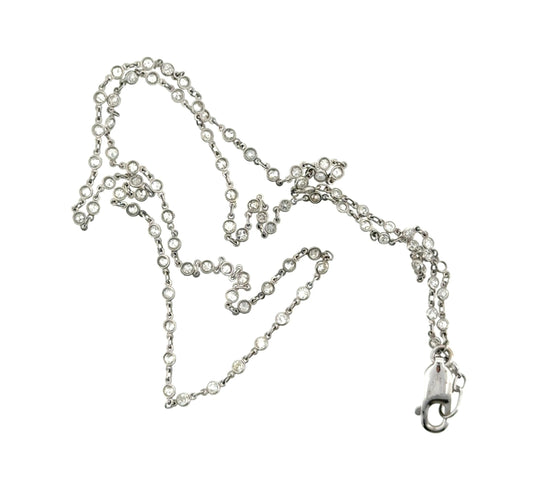 3.75ct Round Diamond Platinum+14KW Gold Necklace 7g 20.50"