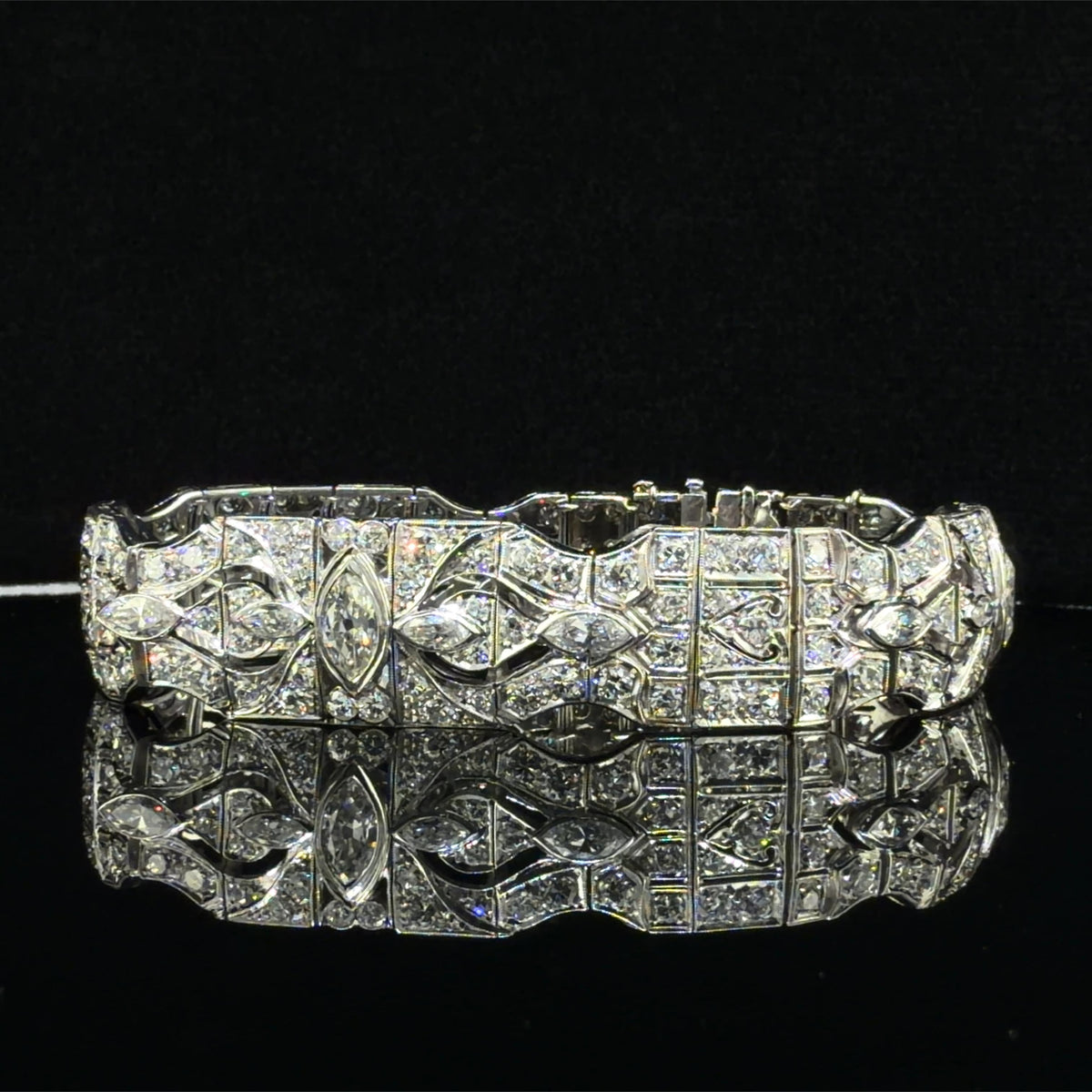 Art Deco Platinum 12.20ct Euro Dia Bracelet (Antique 1920s) 54.2g
