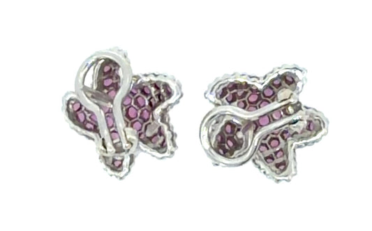18K White Gold 6ct Pink Sapphire Starfish Clip Earrings 12.5 grams 0.75 inches