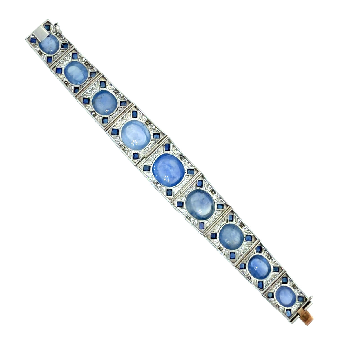 Art Deco PT Bracelet 110ct approx 9 GIA Certified No Heat Ceylon