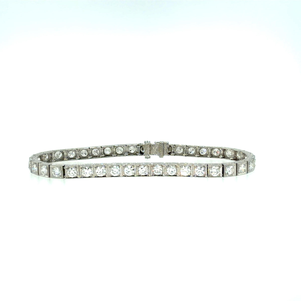Art Deco PT 5.20ct Diamond Tennis Bracelet (Antique 1920s) 5.20ct Euro Dia