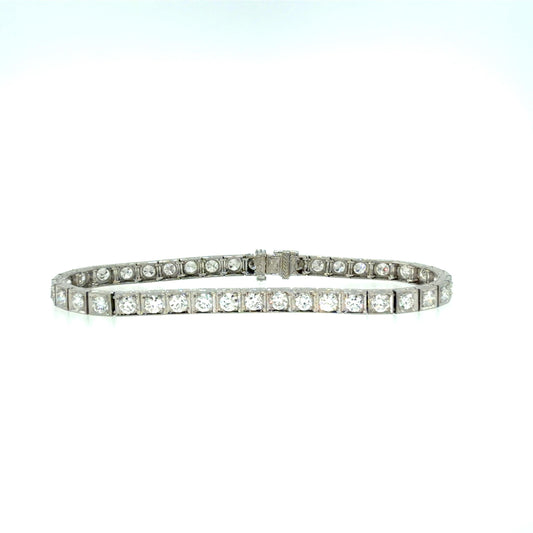 Art Deco PT 5.20ct Diamond Tennis Bracelet (Antique 1920s) 5.20ct Euro Dia
