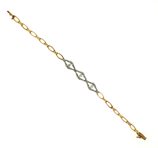 Late Edwardian .70ct Diamond 18K Yellow Gold Diamond Bracelet (Antique 1910s)