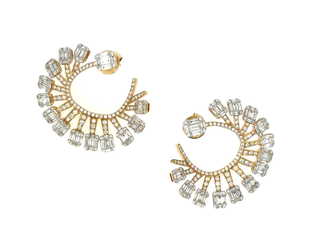 18K Yellow Gold Earrings 15.6 g 6.50ct Diamond G-H  VVS-VS  1.25"
