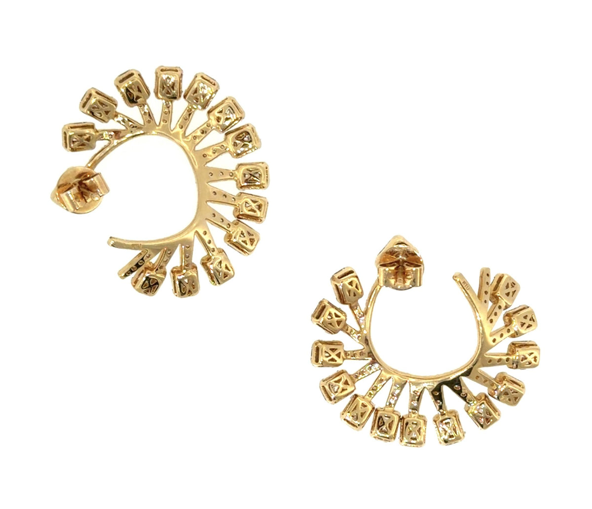 18K Yellow Gold Earrings 15.6 g 6.50ct Diamond G-H  VVS-VS  1.25"