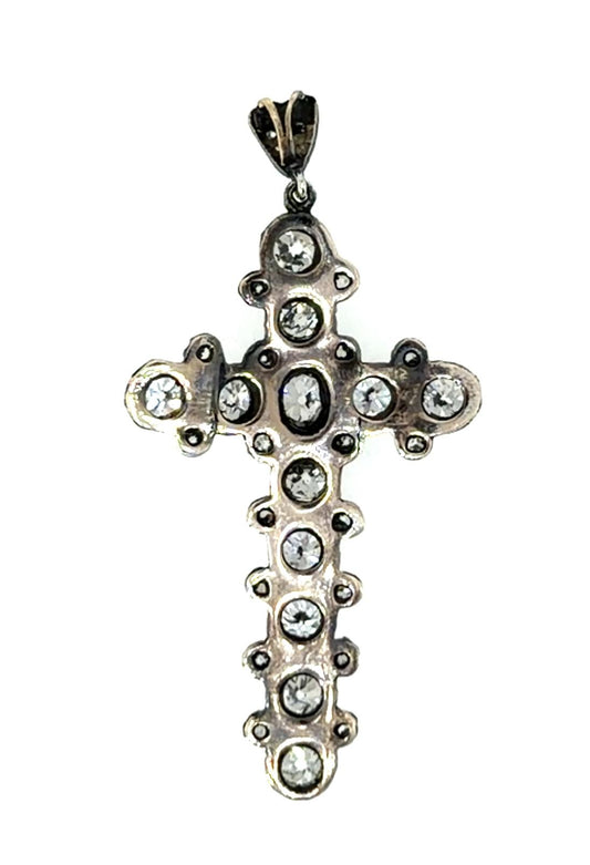 18KW Gold & Silver Top Cross Inspired Pendant 7.70ct (12 Center Mine Diamond)