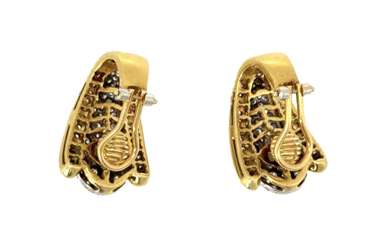 18K Yellow Gold Earrings 6ct Diamonds F-G , VVS-VS  19.2g 1"