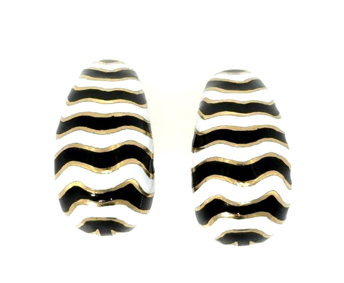 DAVID WEBB 18K Yellow Gold & Platinum Earrings Weighing 33.5 grams  1 – 1.25"