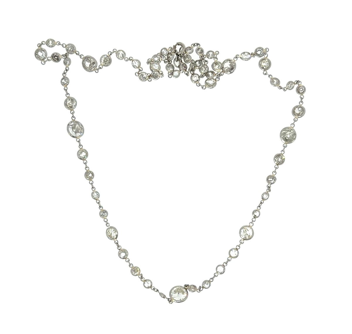 Art Deco Platinum 12.50ct Old European Diamond (G-I Color, VS1-SI2) Necklace