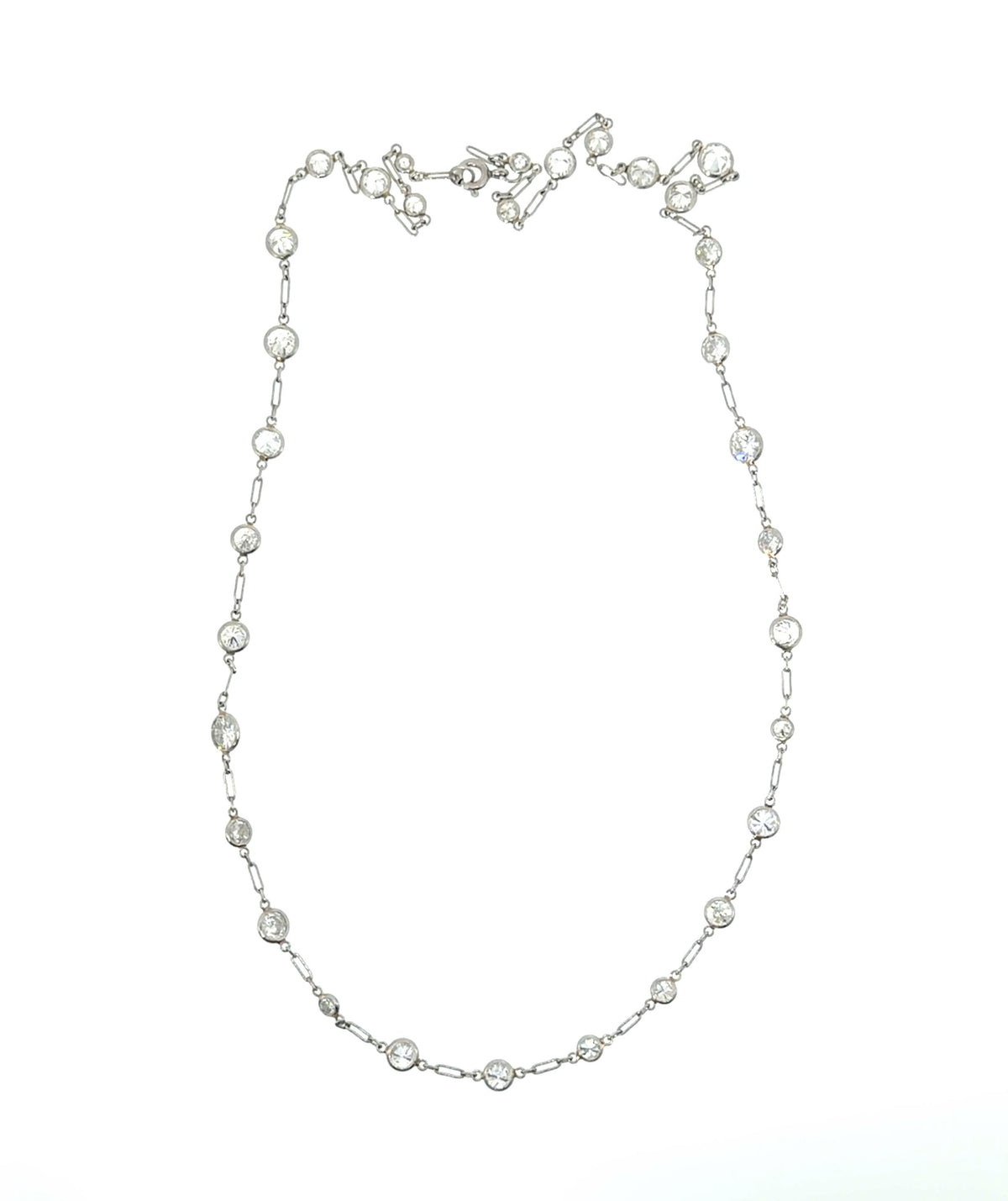 Art Deco Platinum 12.50ct Old European Diamond (G-I Color, VS1-SI2) Necklace