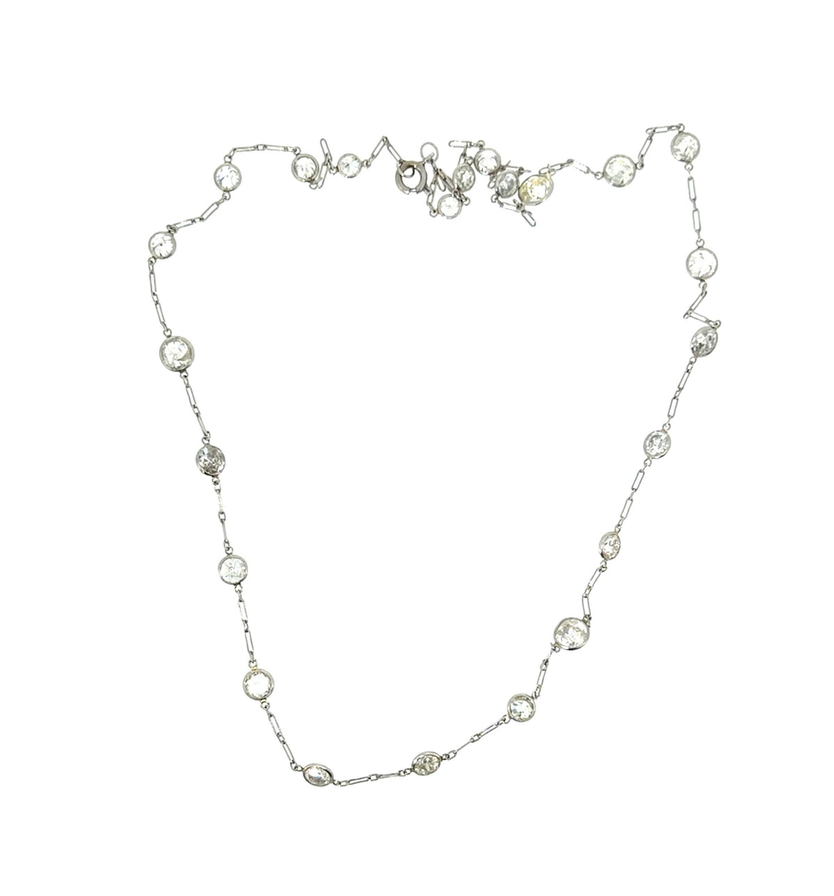 Art Deco Platinum 12.50ct Old European Diamond (G-I Color, VS1-SI2) Necklace