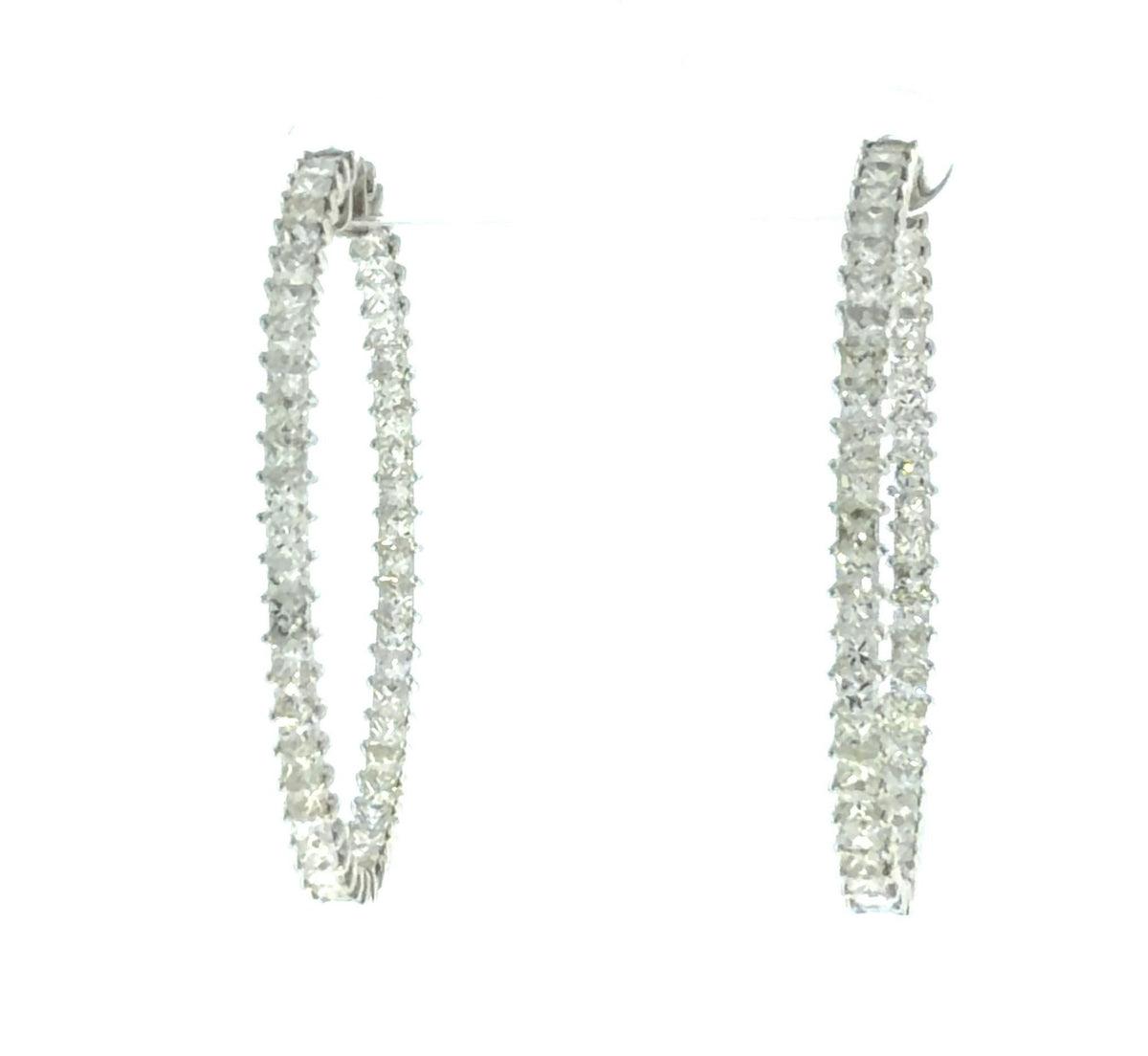 18K White Gold 8.68ct Diamond Hoop Earrings 11.2 grams 2"