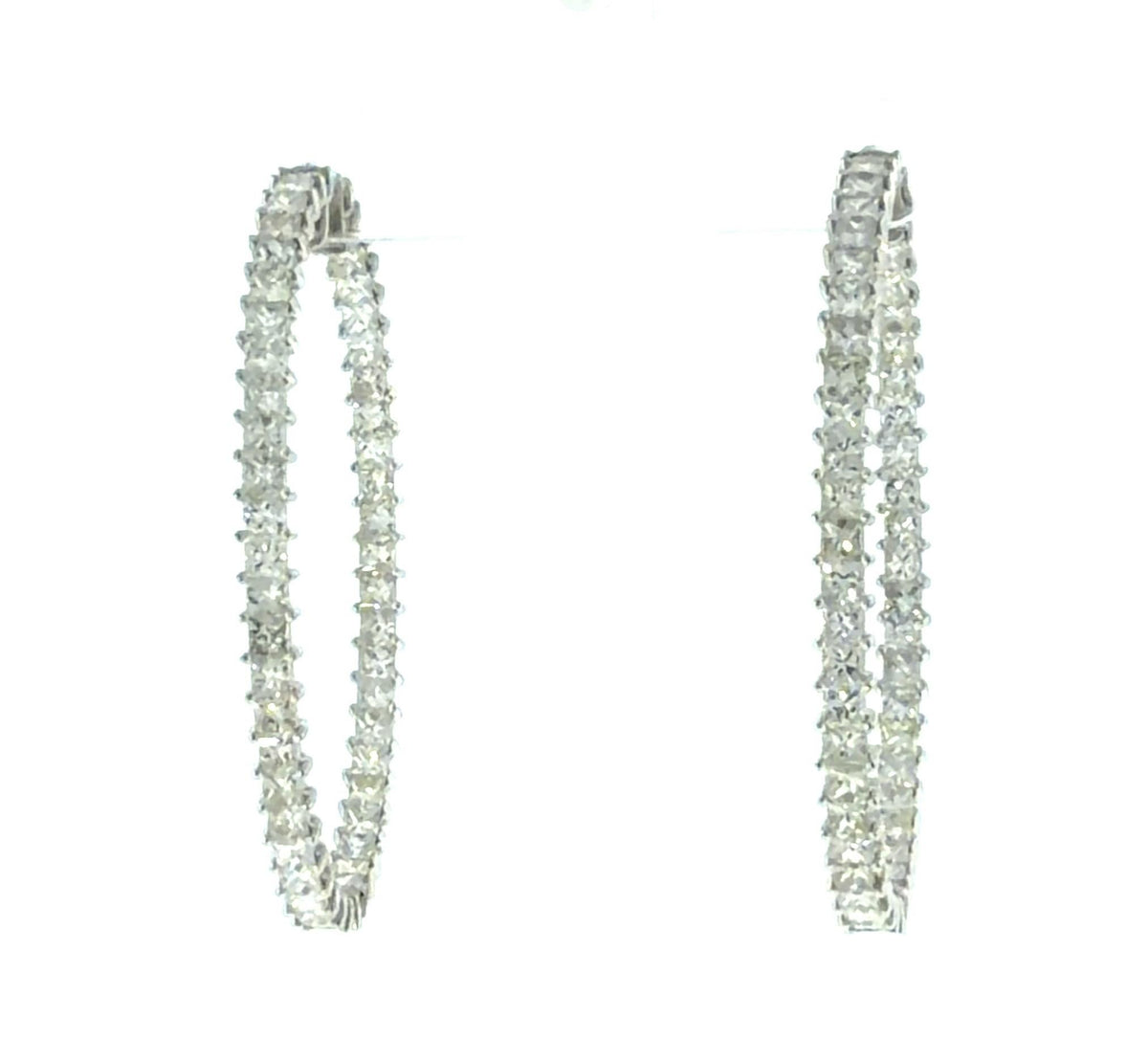 18K White Gold 8.68ct Diamond Hoop Earrings 11.2 grams 2"