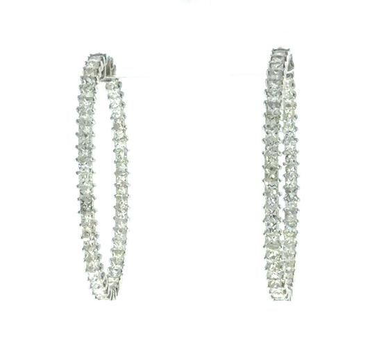 18K White Gold 8.68ct Diamond Hoop Earrings 11.2 grams 2"