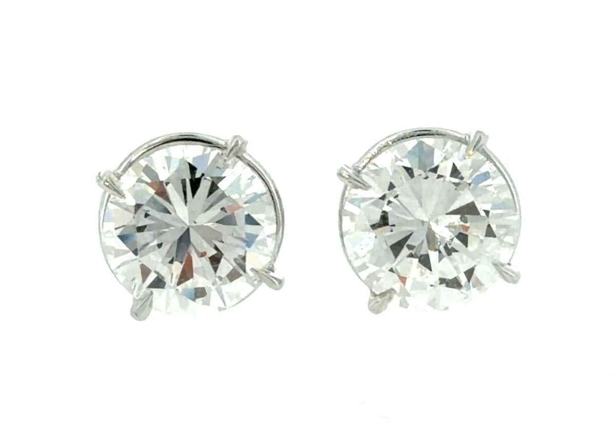 2.07ct E VVS2 + 2.01ct F VVS1 GIA Round Diamond Stud Earrings